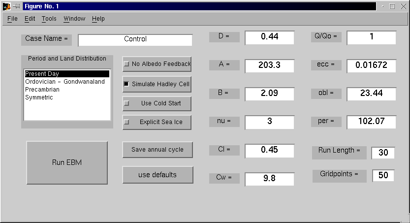 Seasonal Mean EBM GUI