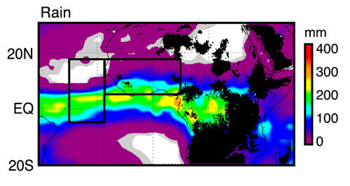 PR-observed monthly rain amount for MAM. (From Schumacher and Houze 2005, Figure 3a.)
