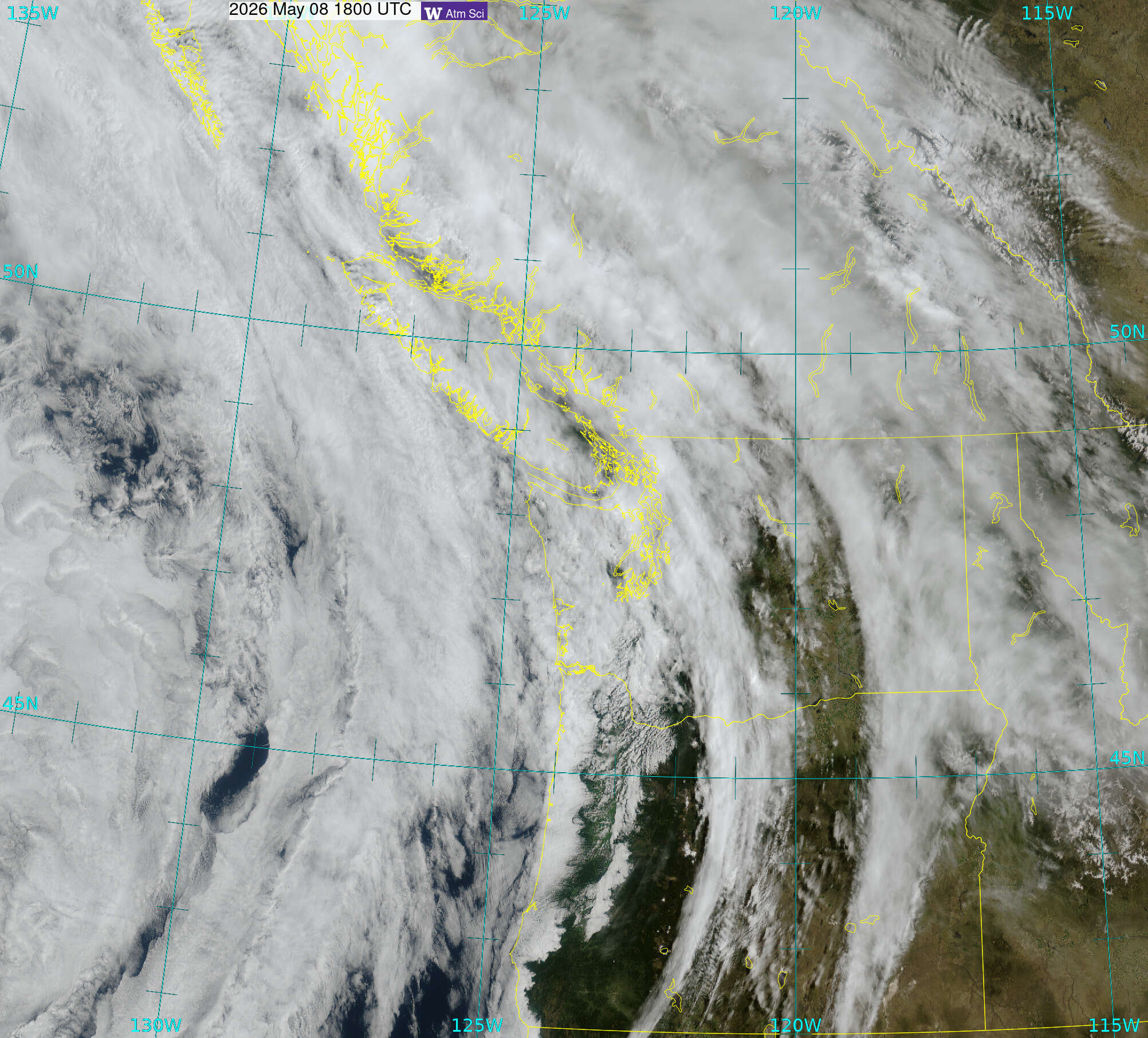 Northwest Satellite image from 8 May 2026 at 11:00 AM