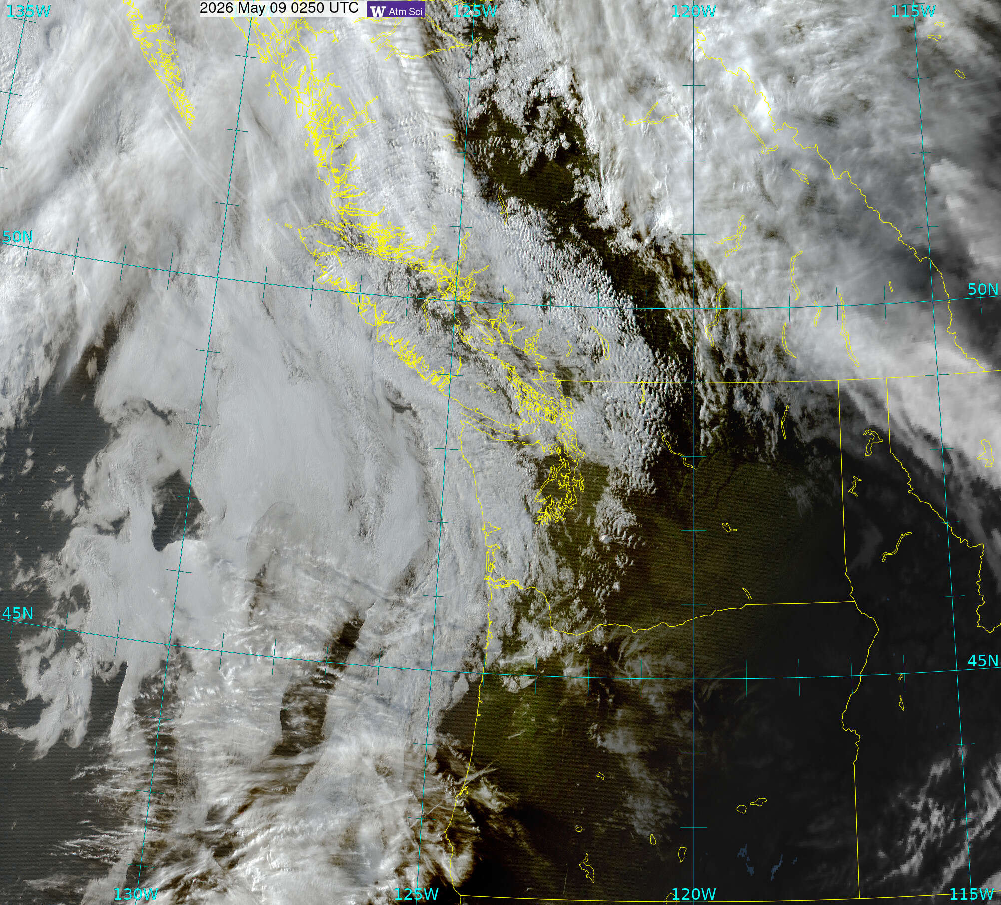 Northwest Satellite image from 8 May 2026 at 19:50 PM