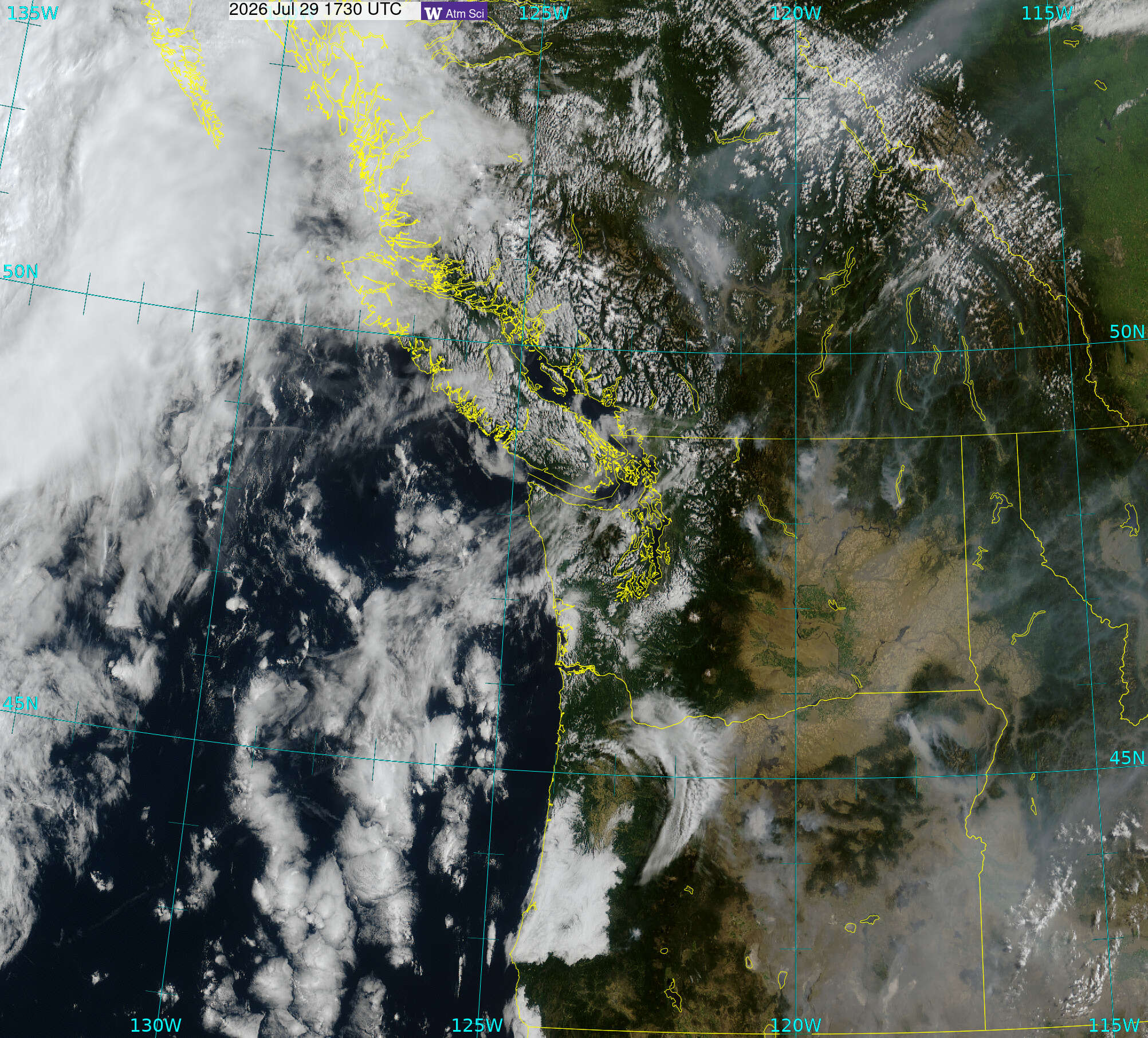 Northwest Satellite image from 29 Jul 2026 at 10:30 AM