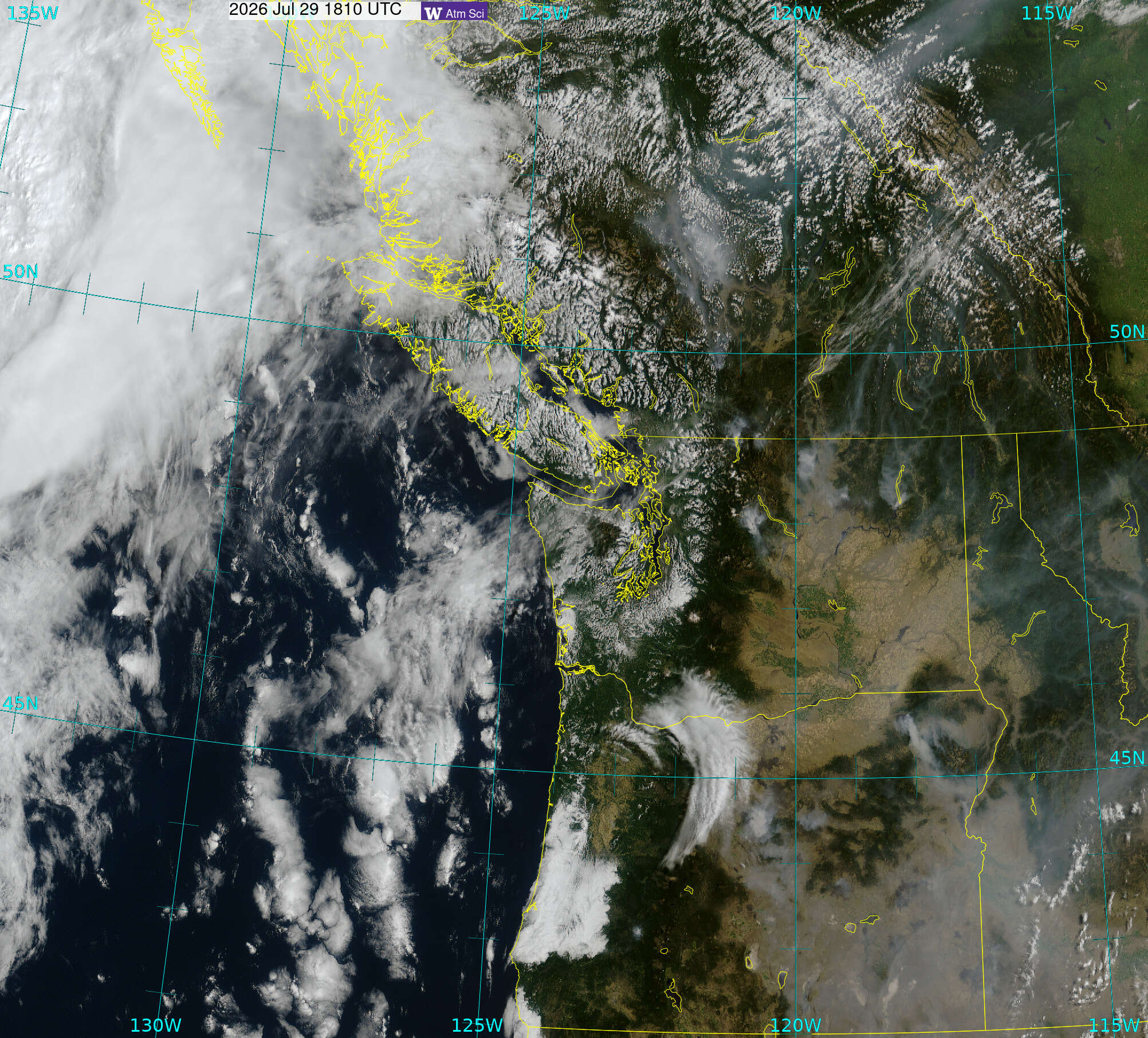 Northwest Satellite image from 29 Jul 2026 at 11:10 AM