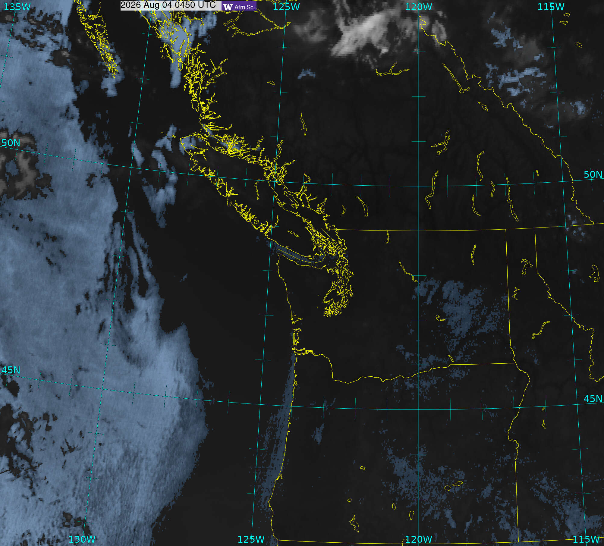 Northwest Satellite image from 3 Aug 2026 at 21:50 PM