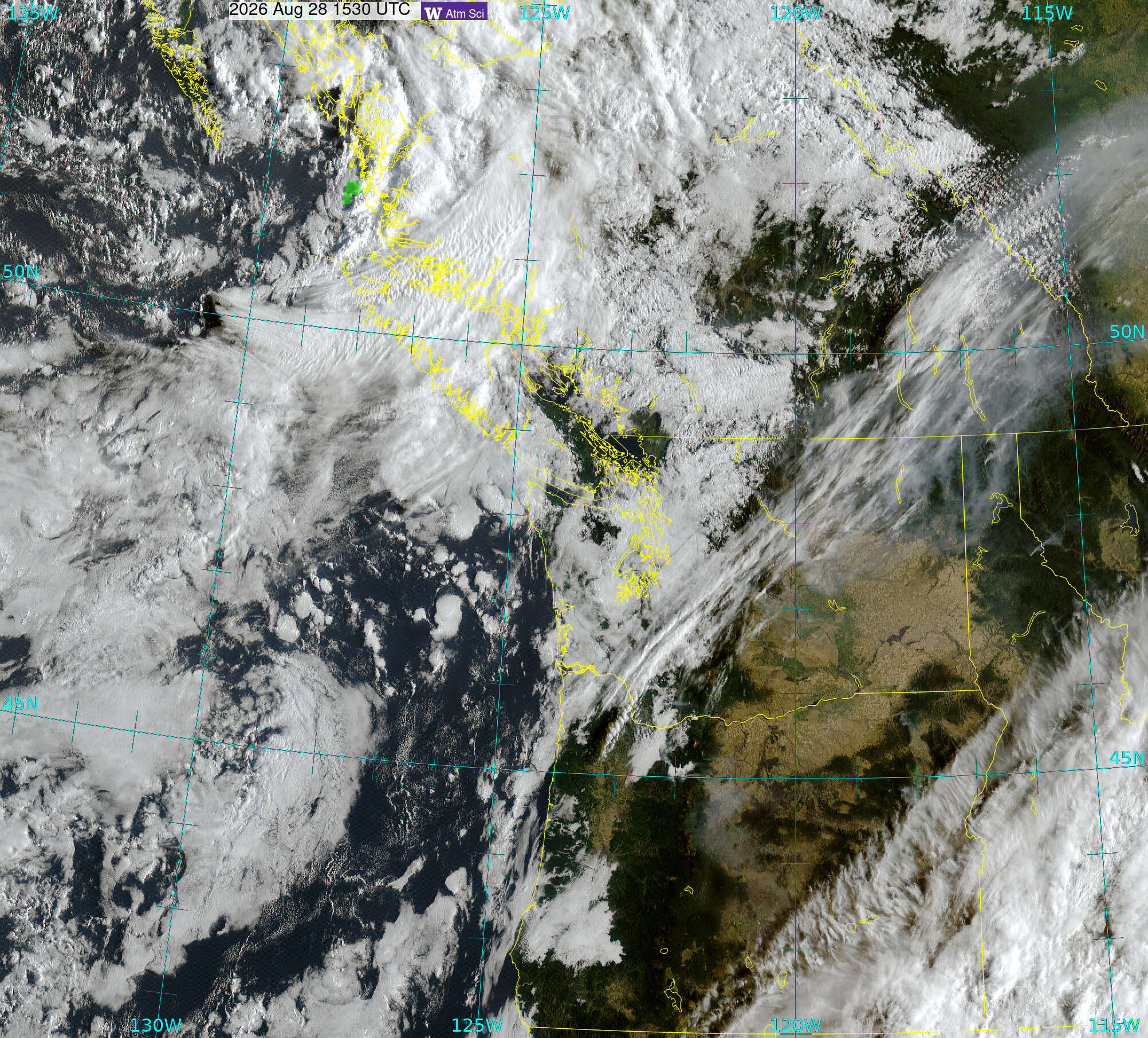 Northwest Satellite image from 28 Aug 2026 at 08:30 AM