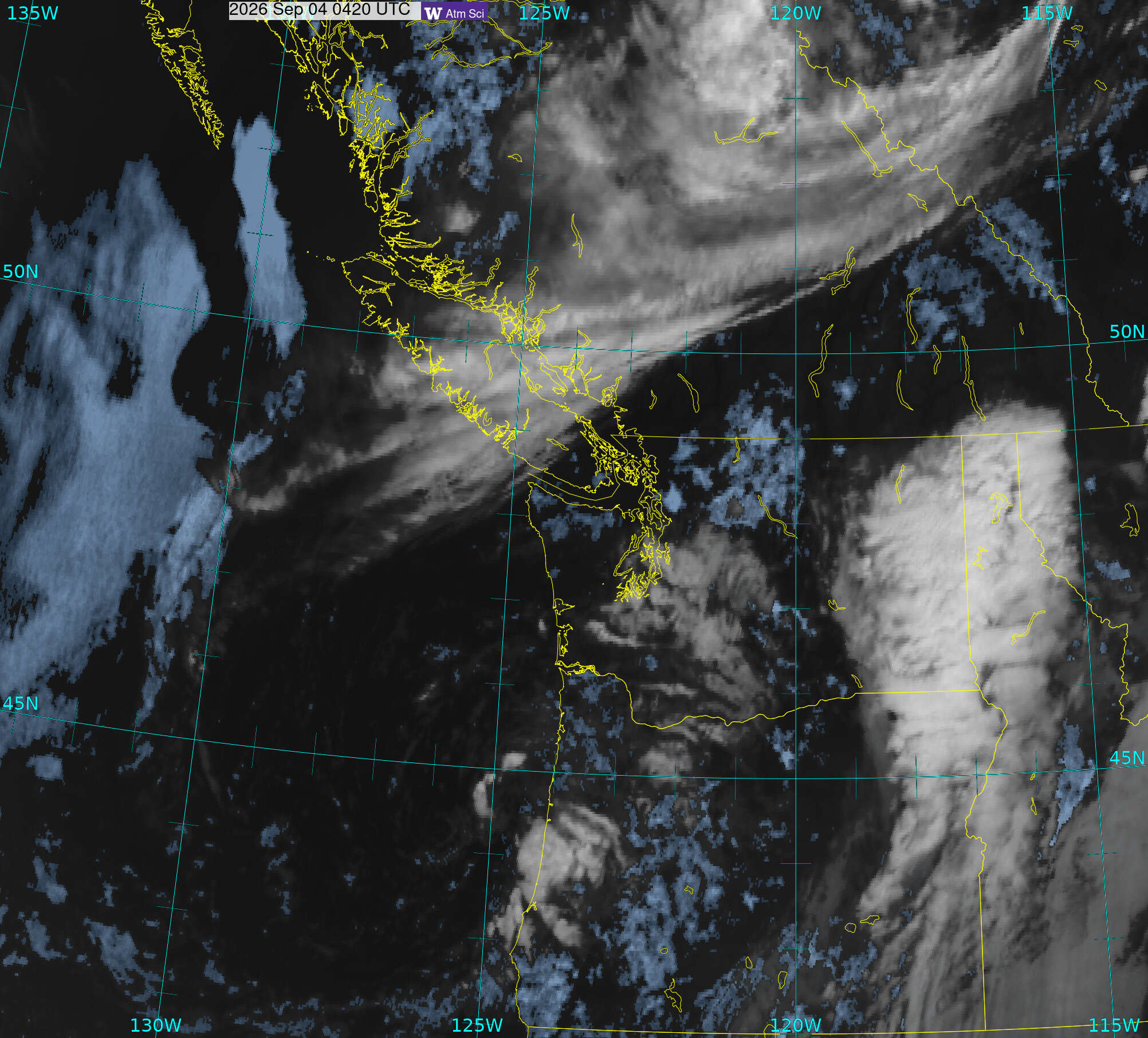 Northwest Satellite image from 3 Sep 2026 at 21:20 PM