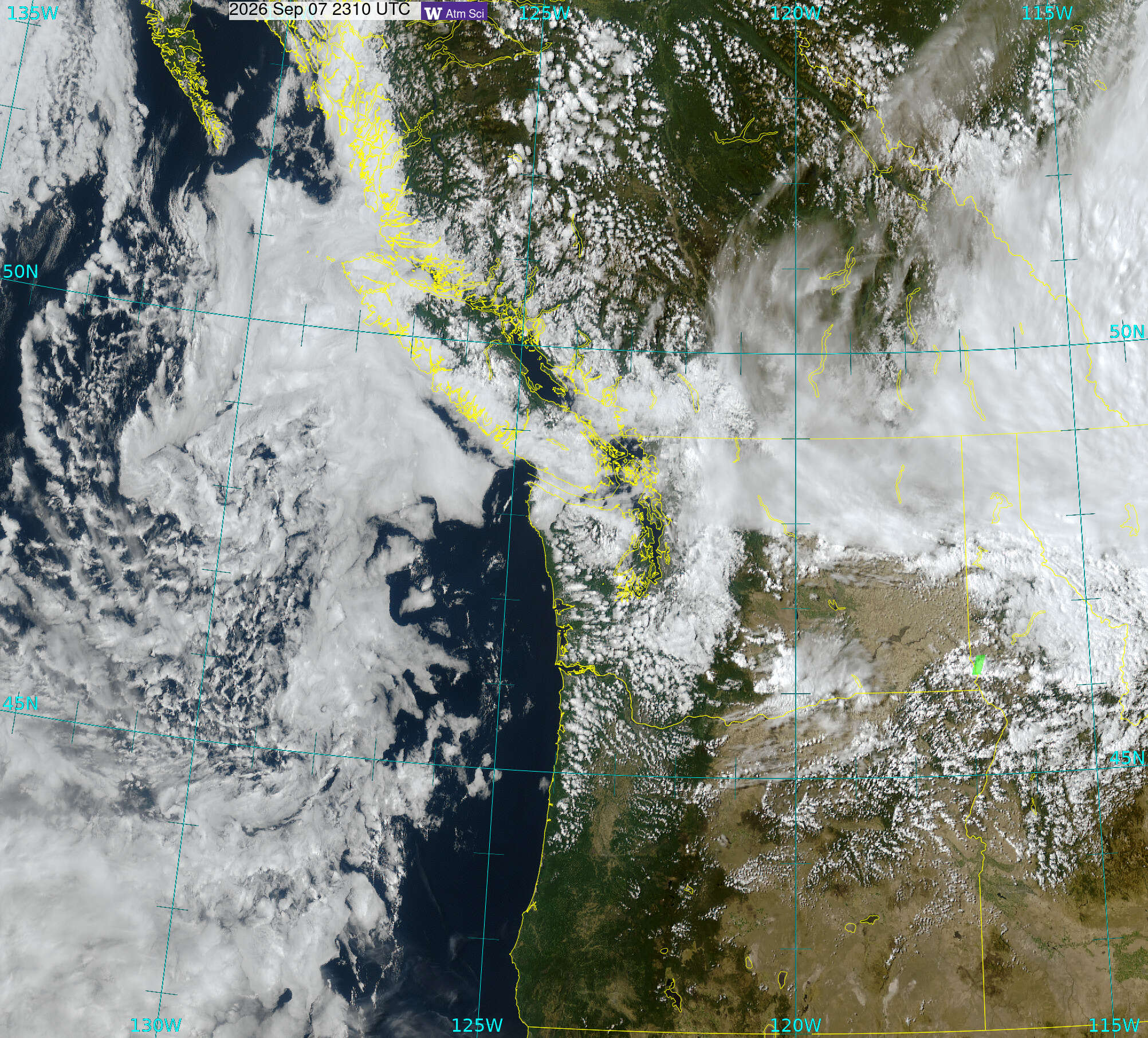 Northwest Satellite image from 7 Sep 2026 at 16:10 PM