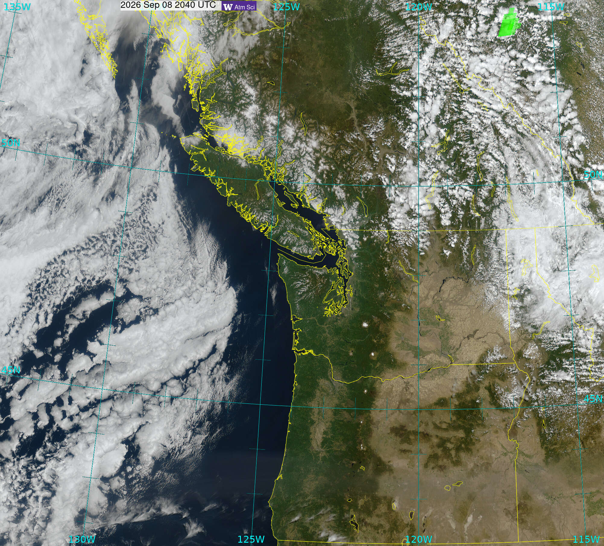Northwest Satellite image from 8 Sep 2026 at 13:40 PM