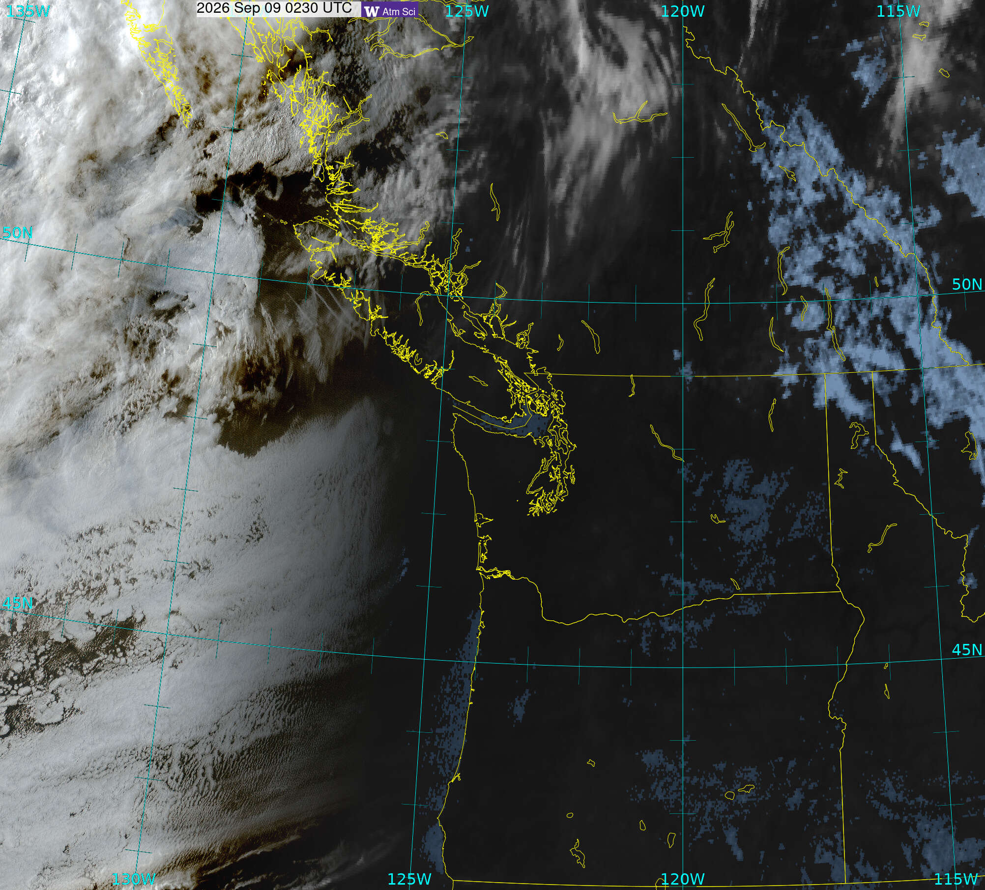Northwest Satellite image from 8 Sep 2026 at 19:30 PM