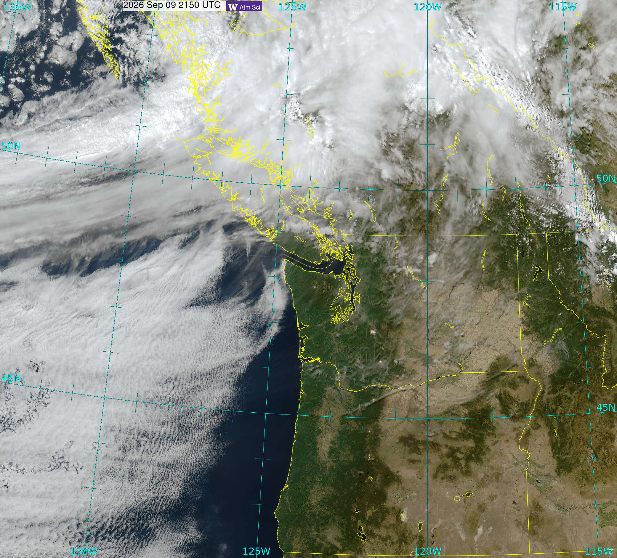 Northwest Satellite image from 9 Sep 2026 at 14:50 PM