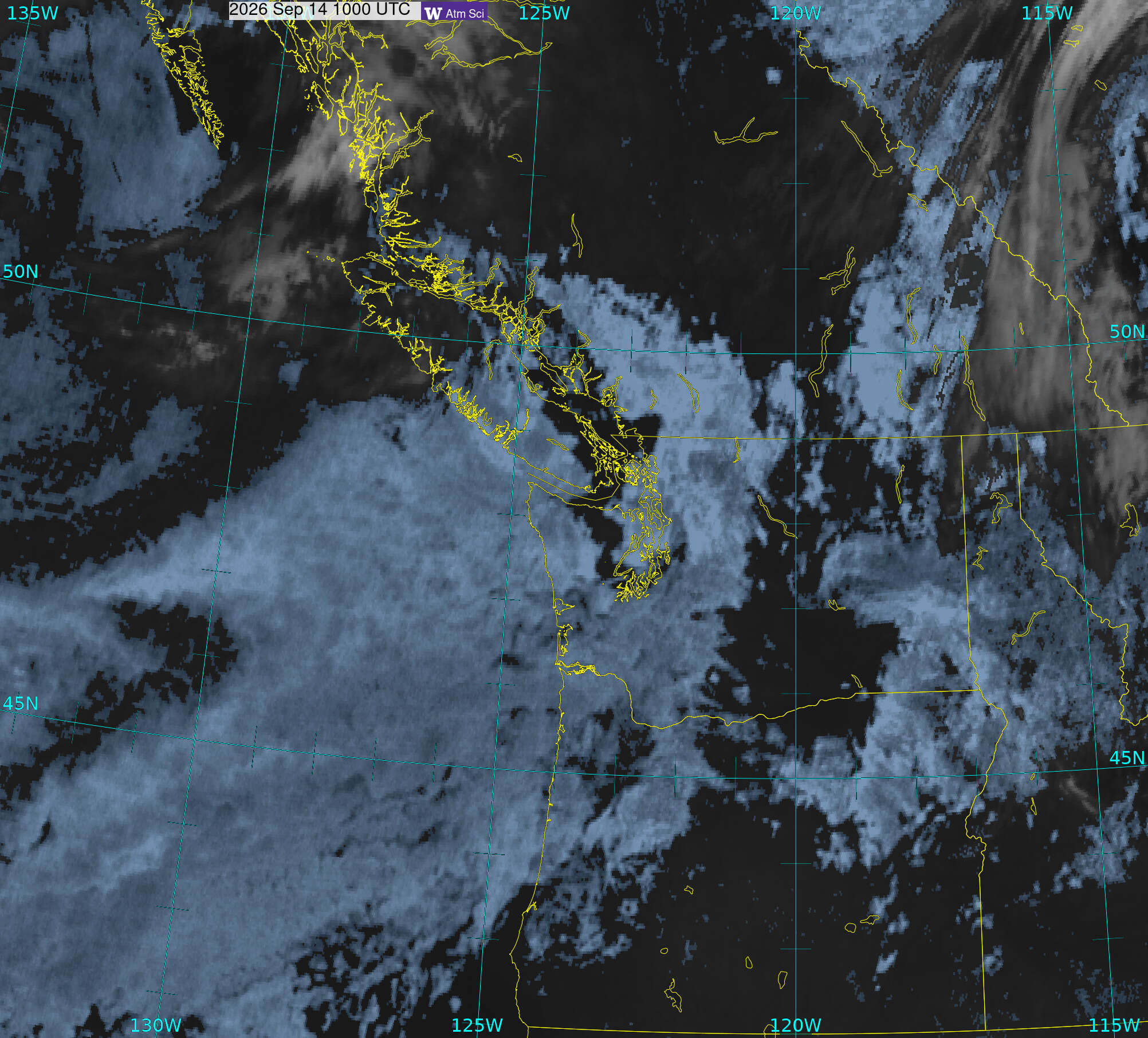 Northwest Satellite image from 14 Sep 2026 at 03:00 AM
