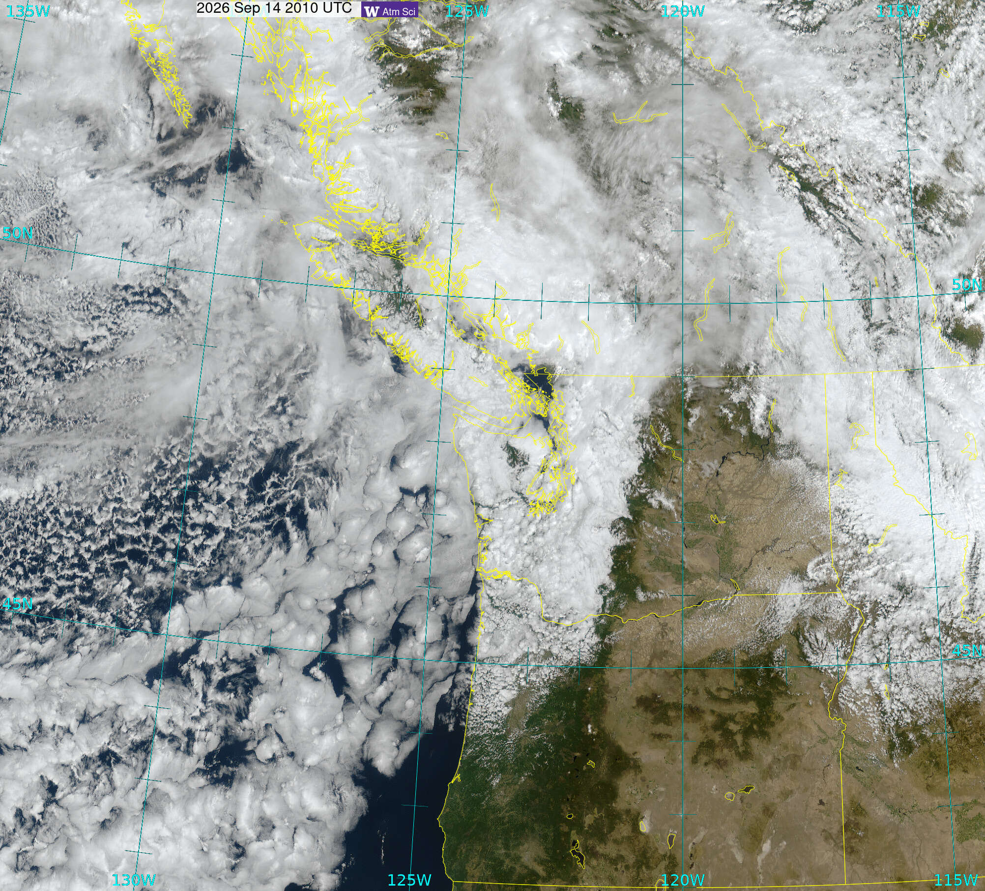 Northwest Satellite image from 14 Sep 2026 at 13:10 PM