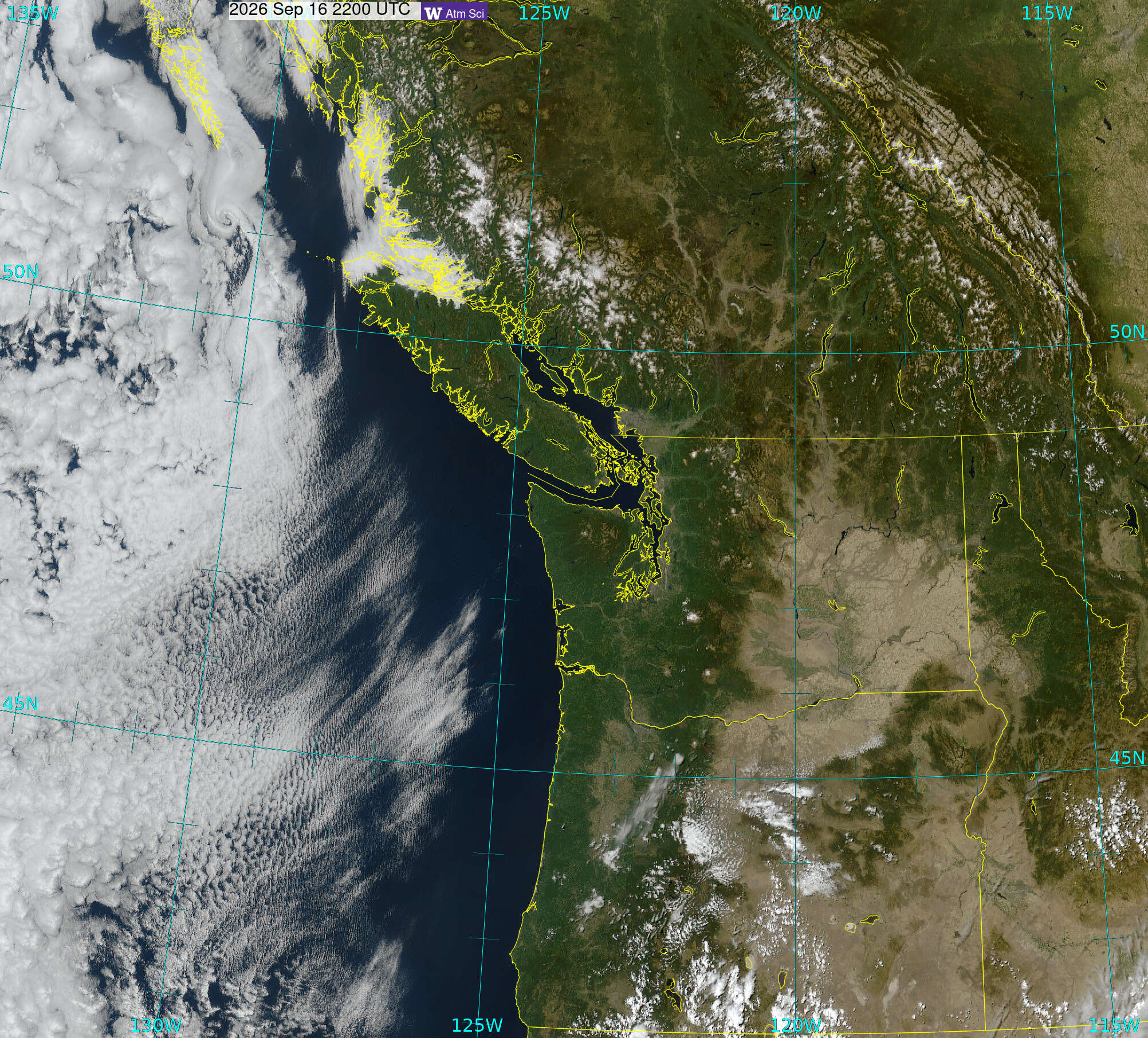 Northwest Satellite image from 16 Sep 2026 at 15:00 PM