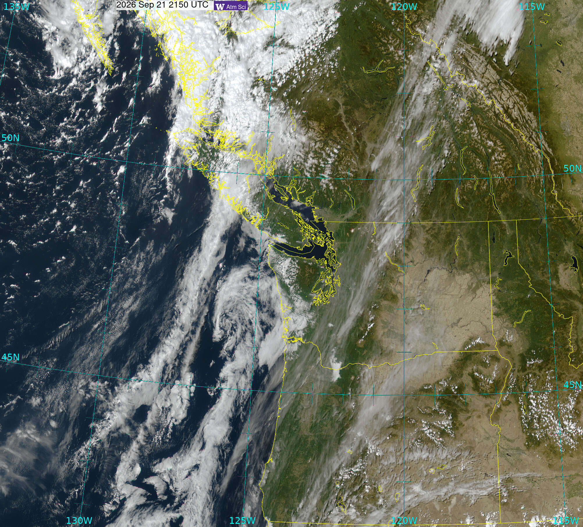 Northwest Satellite image from 21 Sep 2026 at 14:50 PM