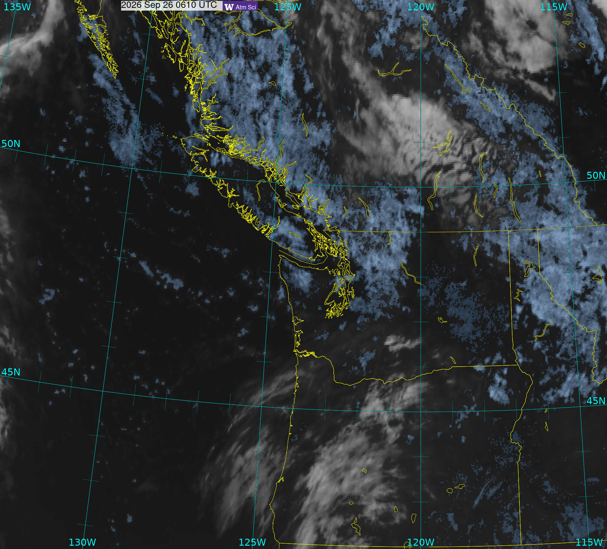 Northwest Satellite image from 25 Sep 2026 at 23:10 PM