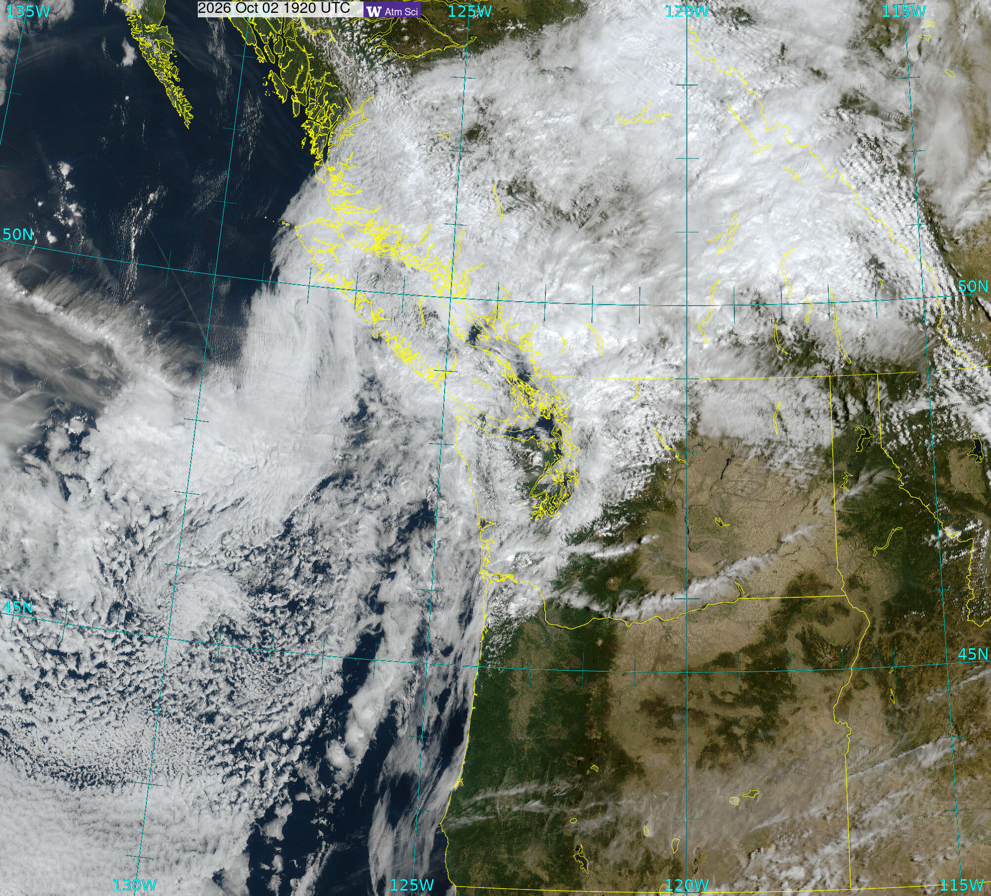 Northwest Satellite image from 2 Oct 2026 at 12:20 PM