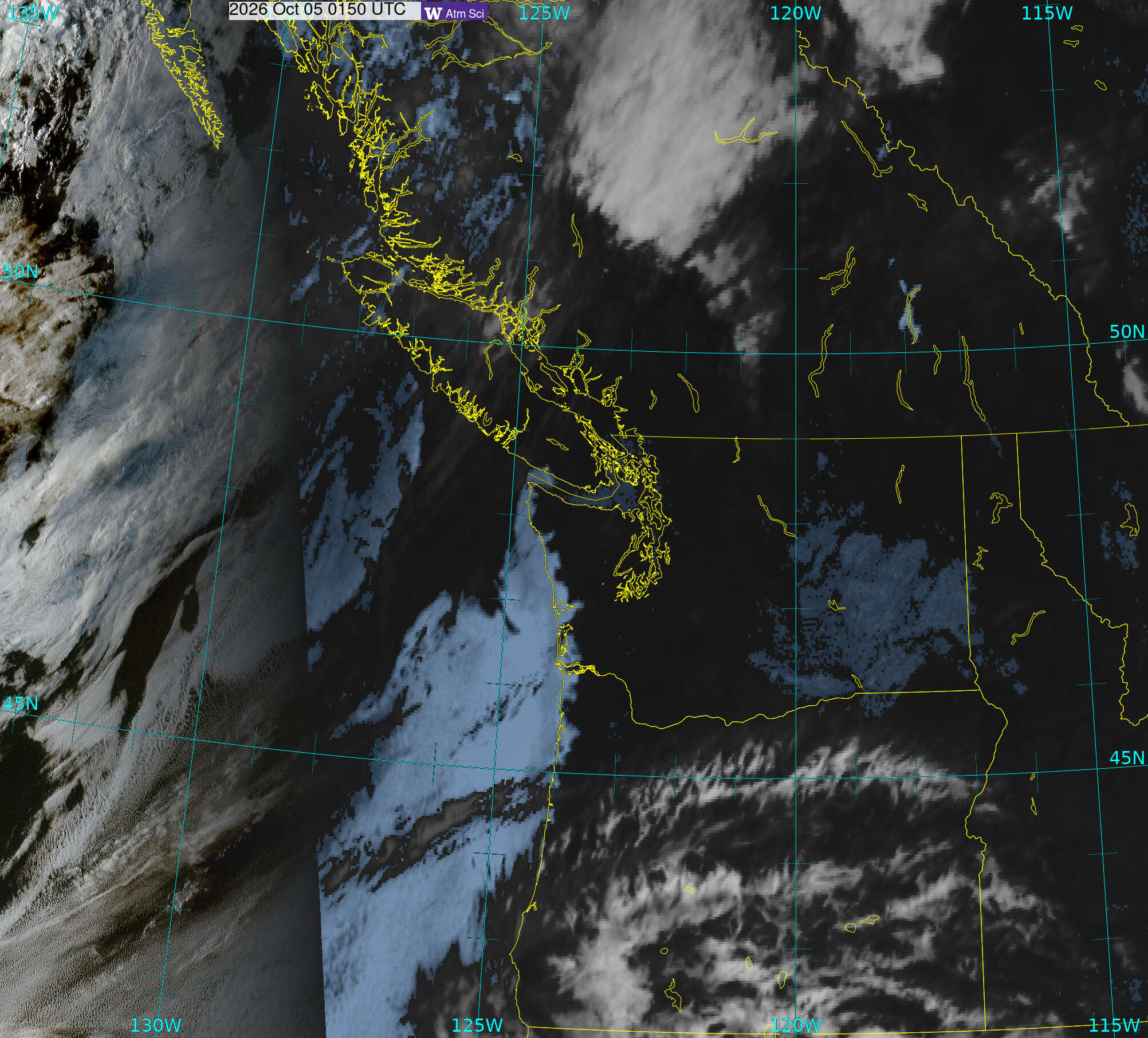 Northwest Satellite image from 4 Oct 2026 at 18:50 PM