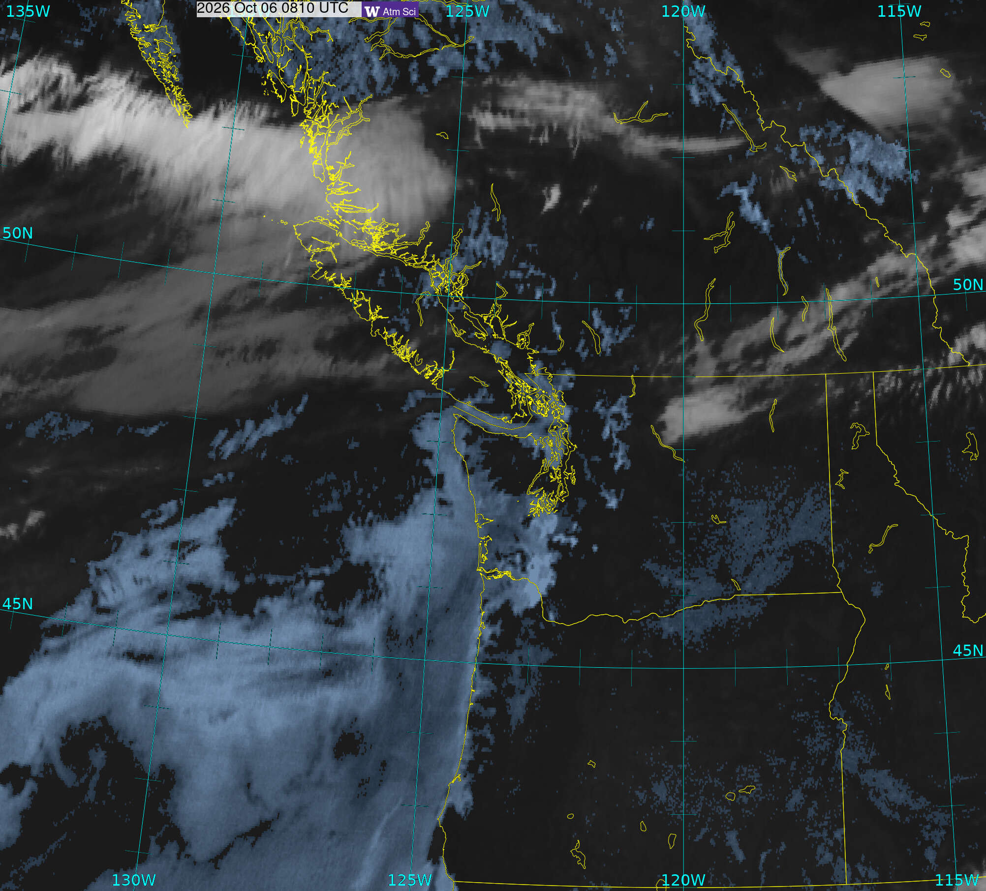 Northwest Satellite image from 6 Oct 2026 at 01:10 AM