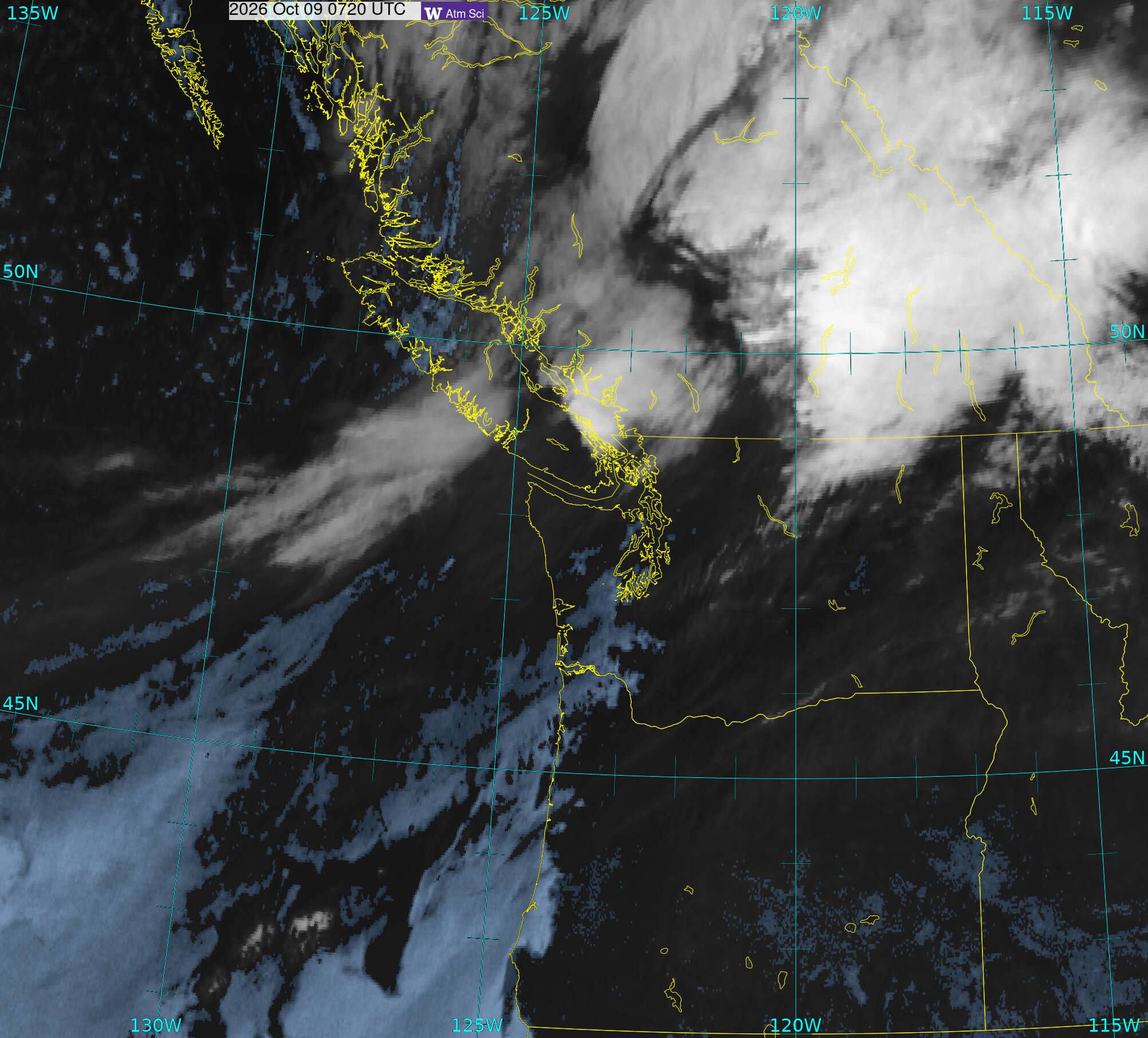 Northwest Satellite image from 9 Oct 2026 at 00:20 AM