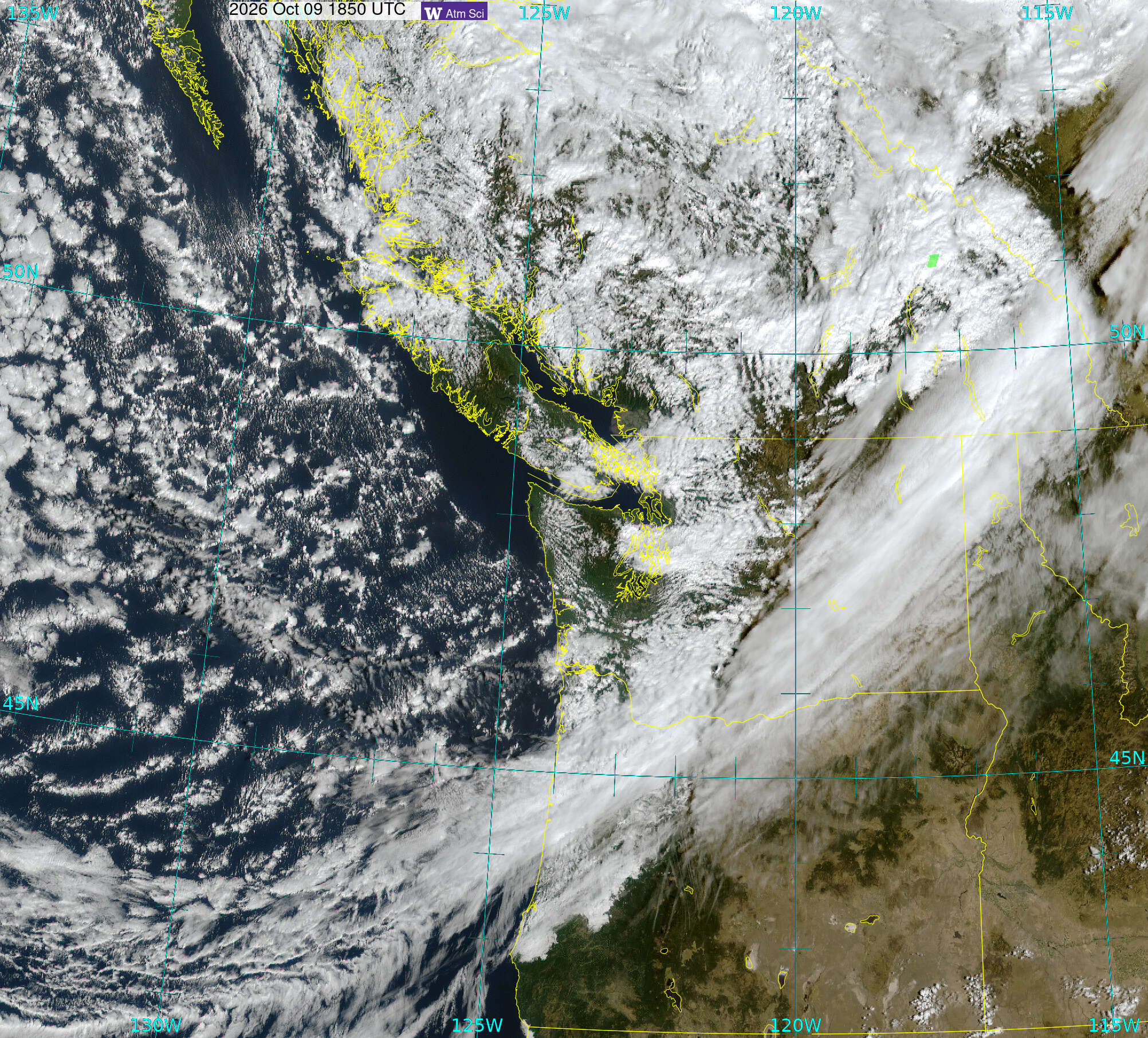 Northwest Satellite image from 9 Oct 2026 at 11:50 AM