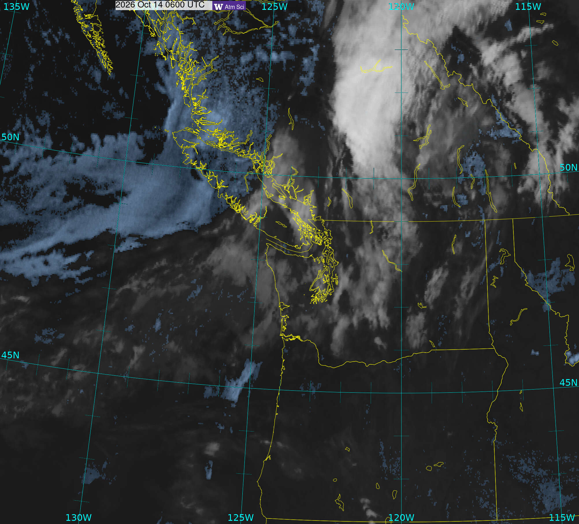 Northwest Satellite image from 13 Oct 2026 at 23:00 PM
