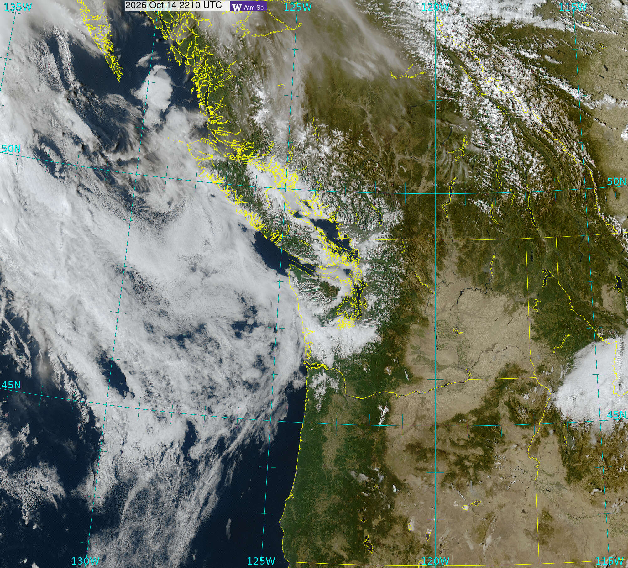 Northwest Satellite image from 14 Oct 2026 at 15:10 PM