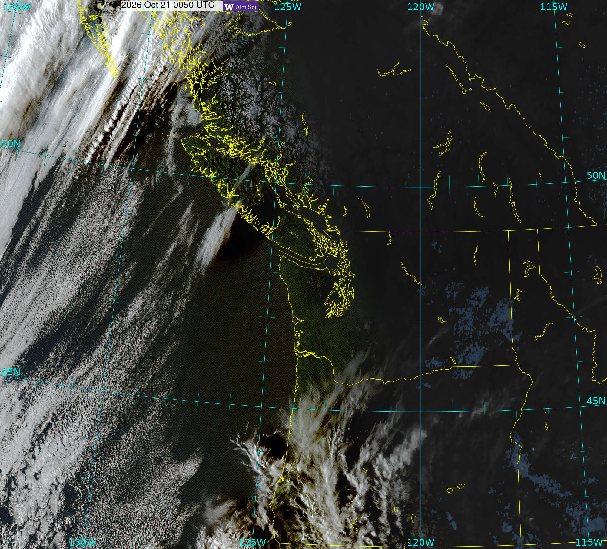 Northwest Satellite image from 20 Oct 2026 at 17:50 PM