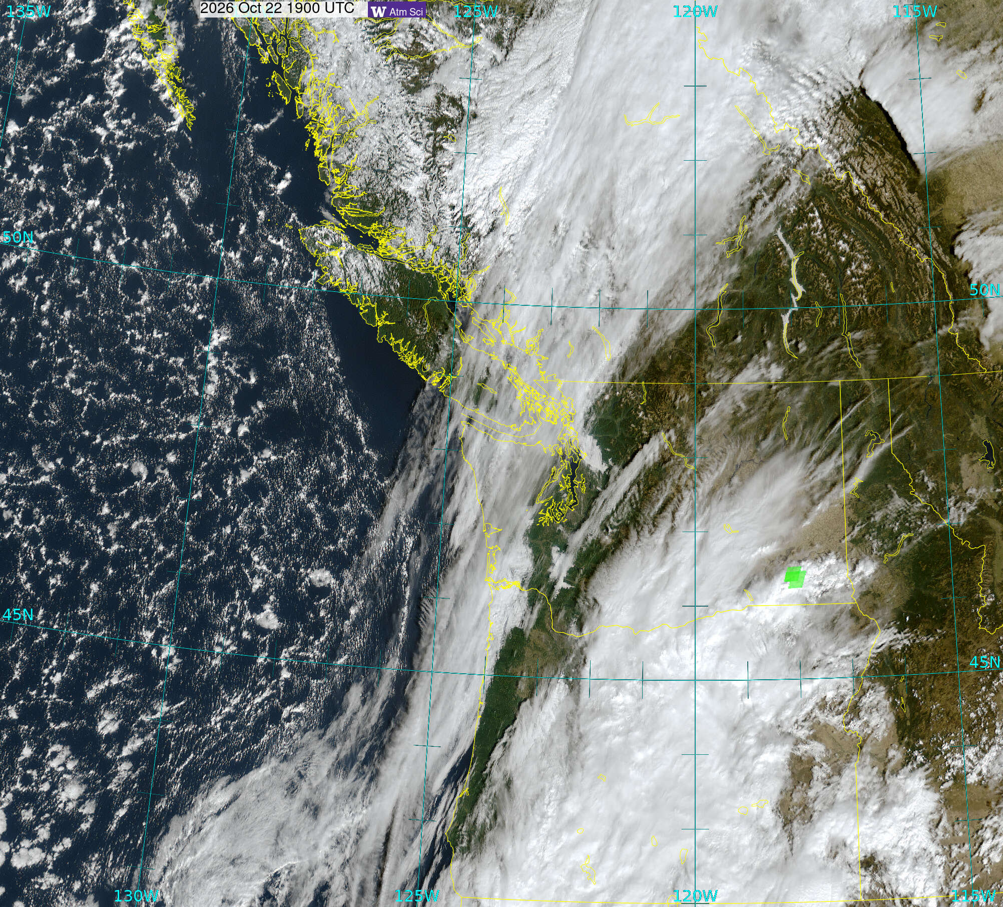 Northwest Satellite image from 22 Oct 2026 at 12:00 PM