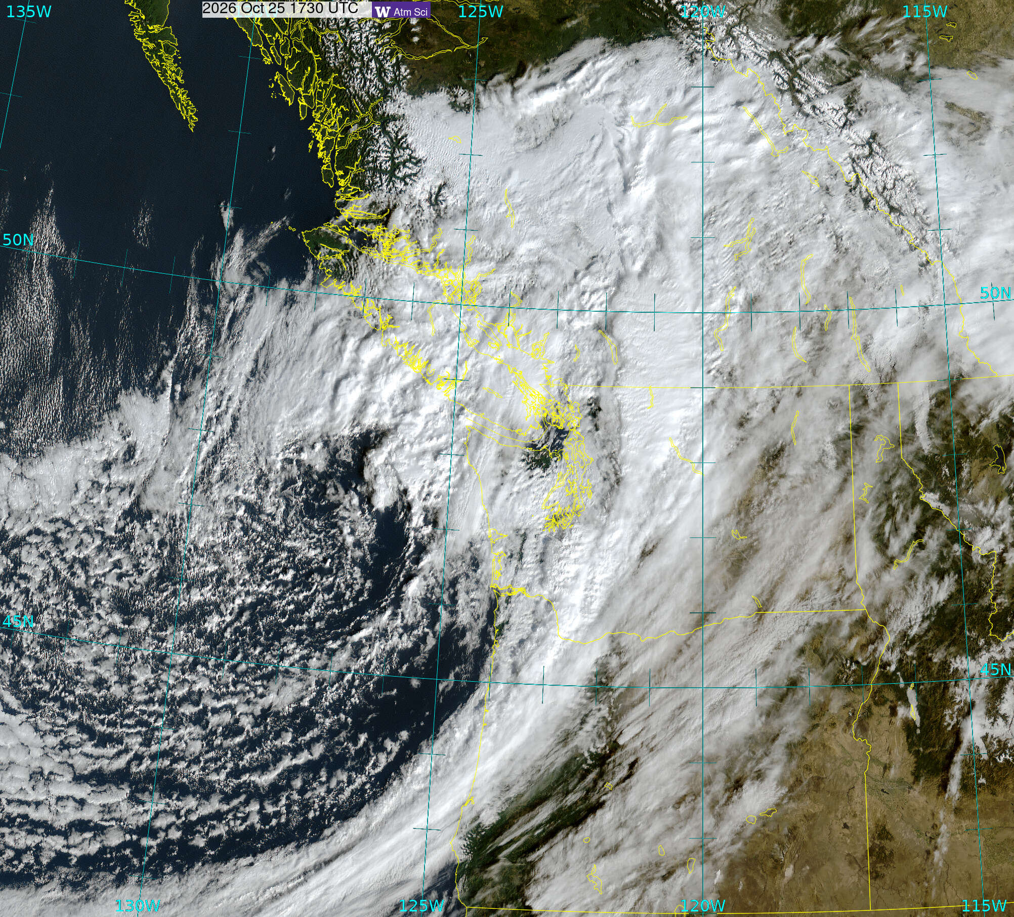 Northwest Satellite image from 25 Oct 2026 at 10:30 AM