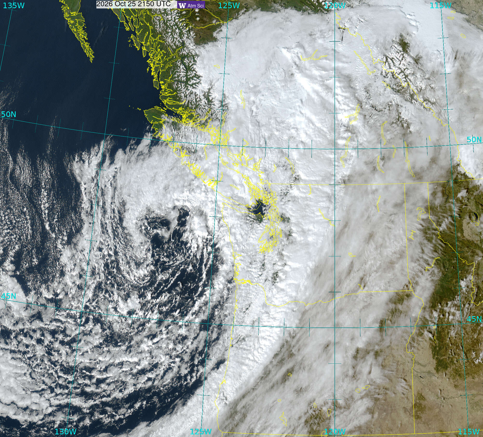 Northwest Satellite image from 25 Oct 2026 at 14:50 PM