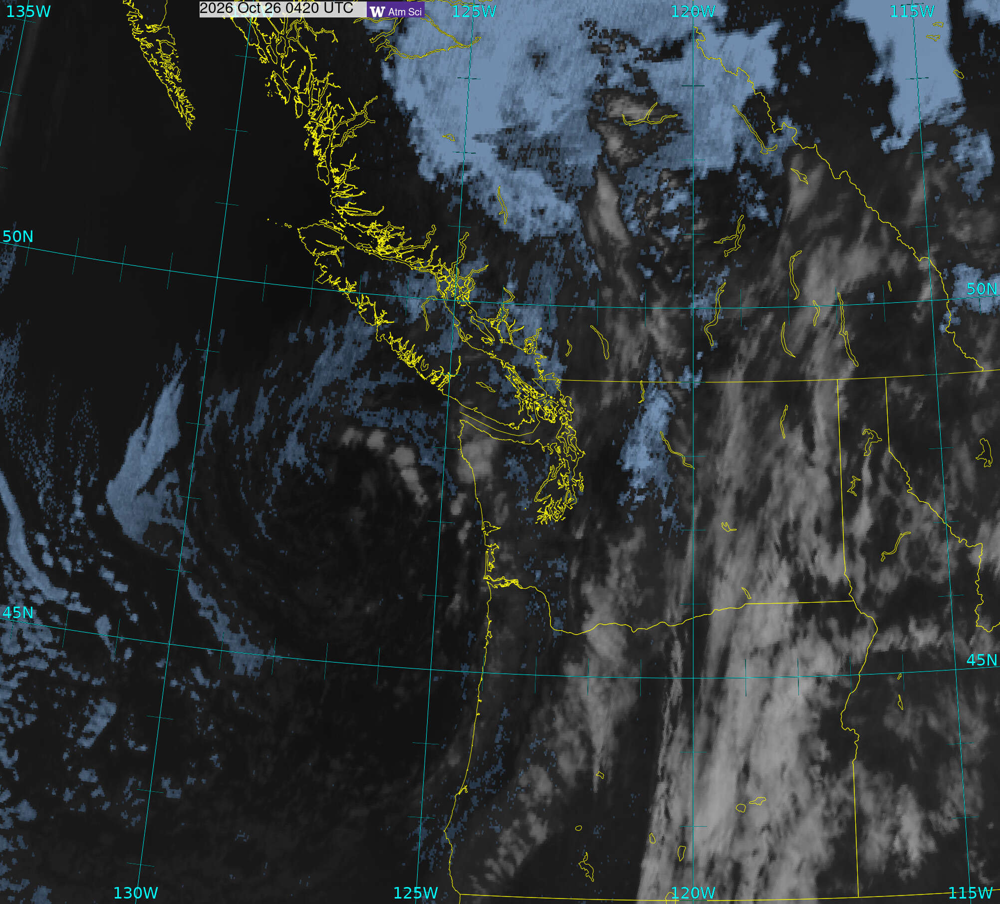Northwest Satellite image from 25 Oct 2026 at 21:20 PM