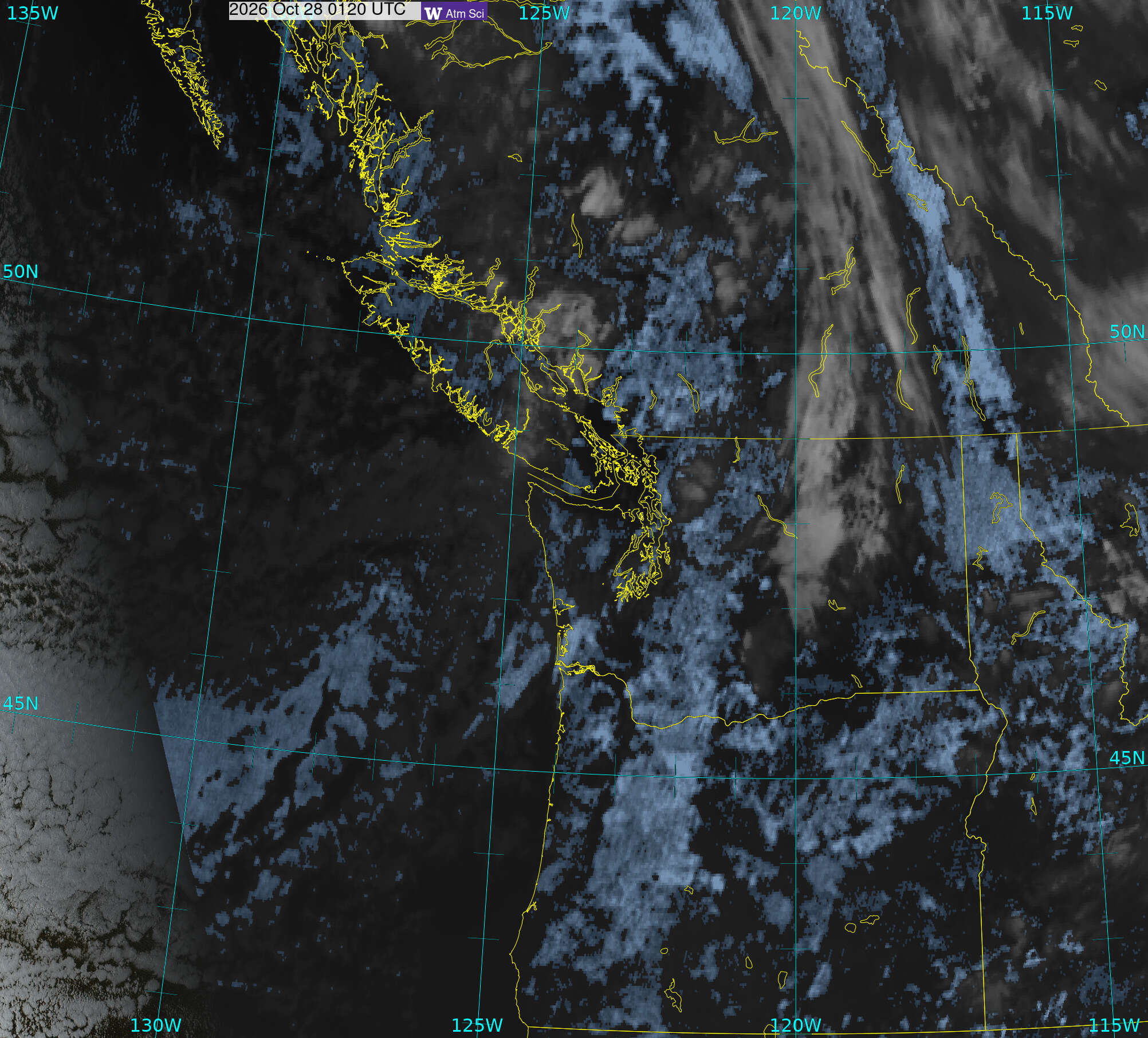 Northwest Satellite image from 27 Oct 2026 at 18:20 PM