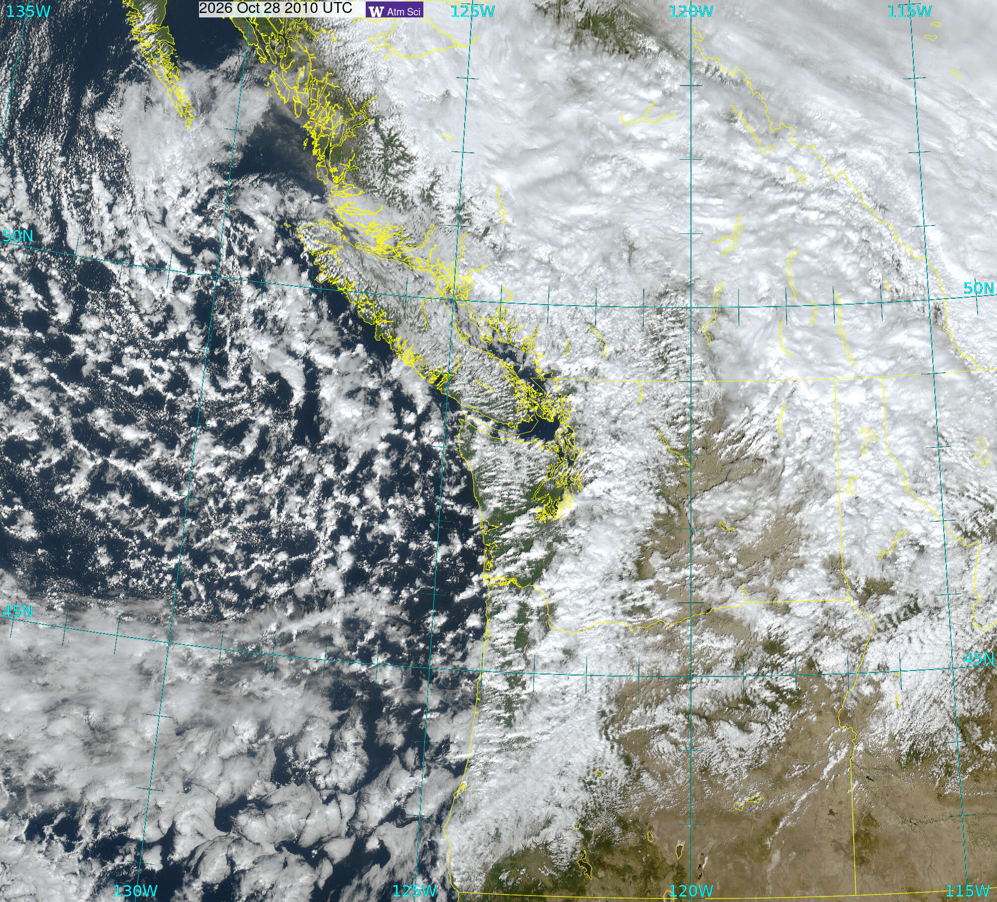 Northwest Satellite image from 28 Oct 2026 at 13:10 PM