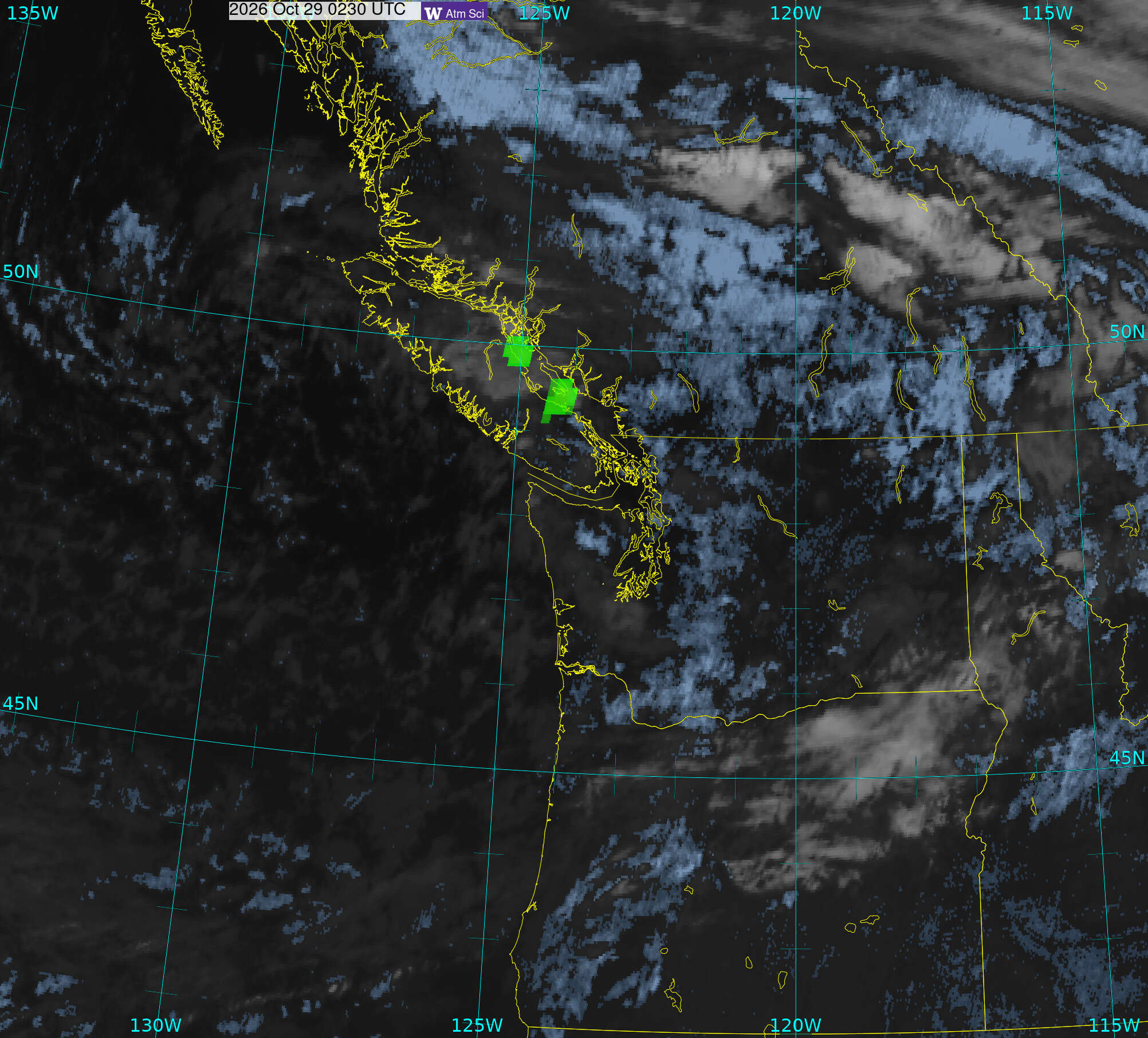 Northwest Satellite image from 28 Oct 2026 at 19:30 PM