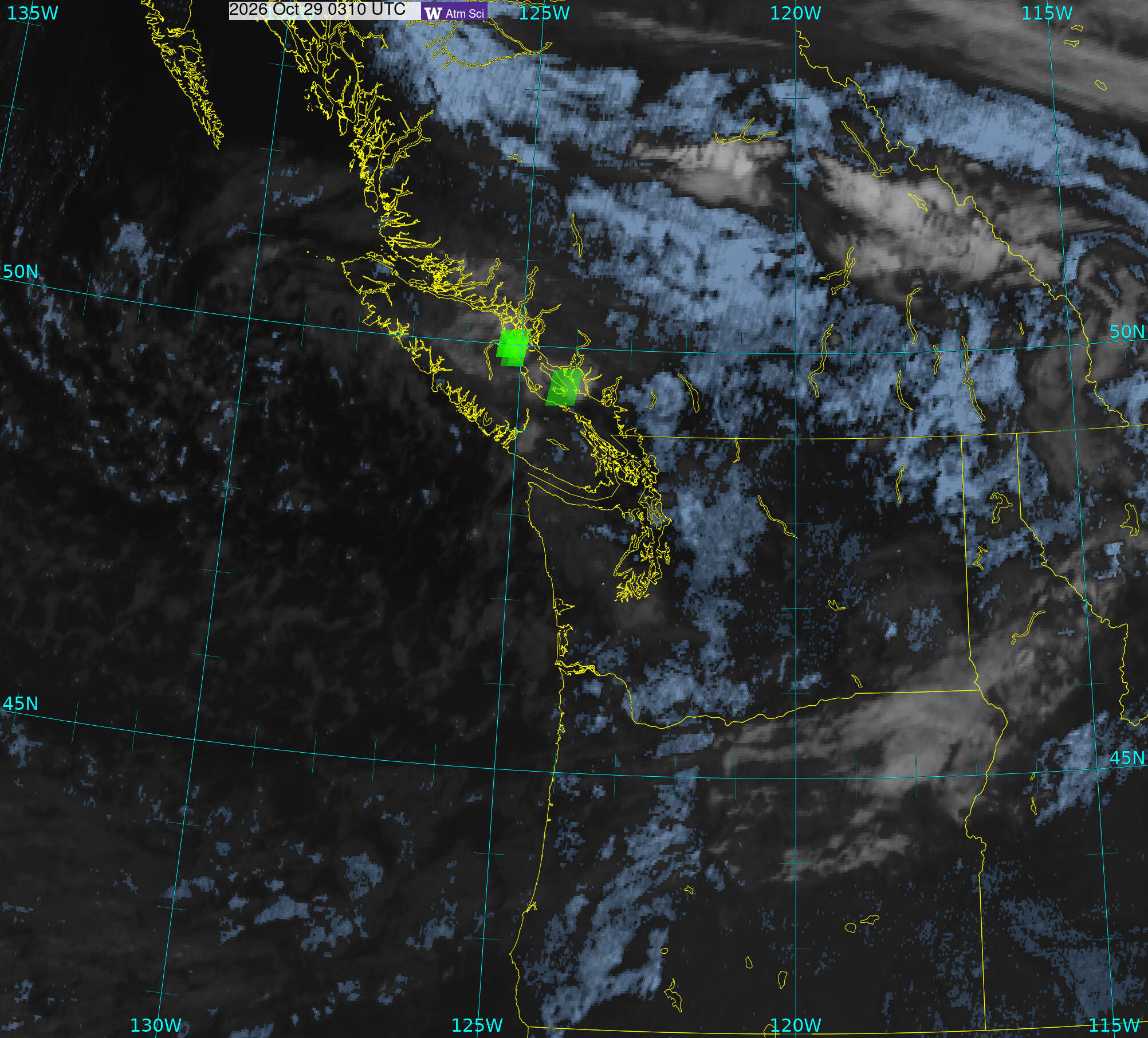 Northwest Satellite image from 28 Oct 2026 at 20:10 PM