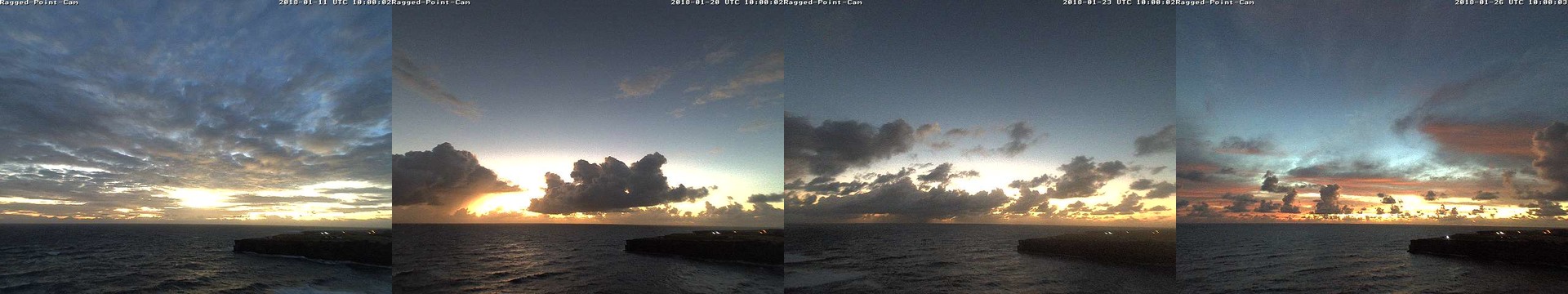 Webcam images of clouds approaching the eastern shore of Barbados at sunrise