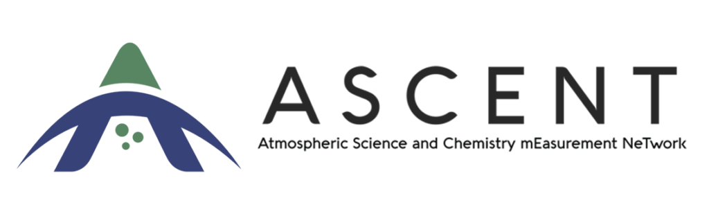 ASCENT logo - aerosols under the horizontal bar in a capital A where the bar extends to look like a negative parabola